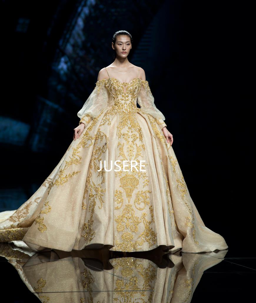 JUSERE vestido de noiva Luxury Royal Train Big Wedding Party Dubai Wedding Dress Expensive