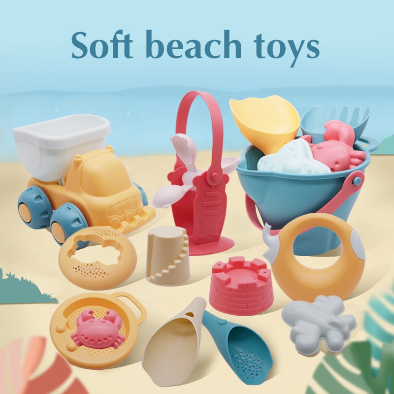 Beach Toys For Kids 5-17pcs Baby Beach Game Toys Children Sandbox Set Kit Summer Toys for Beach Play Sand Water Game Play Cart