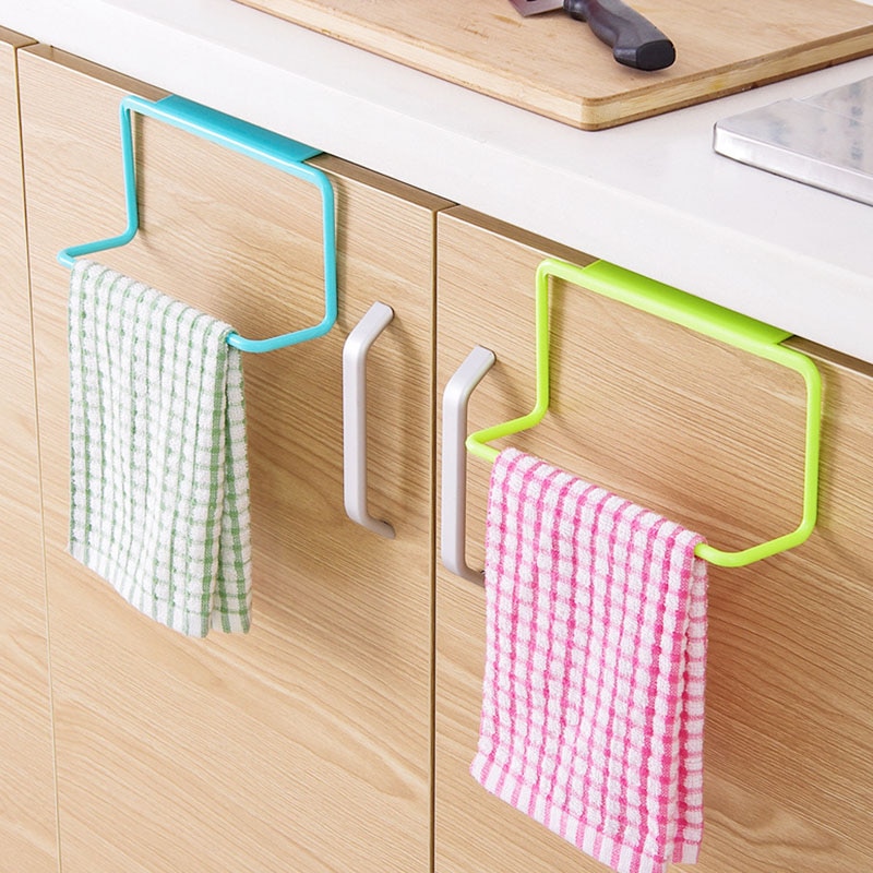 1Pcs Plastic Hanging Holder Towel Rack Multifunction Cupboard Cabinet Door Back Kitchen Accessories Home Storage Organizer