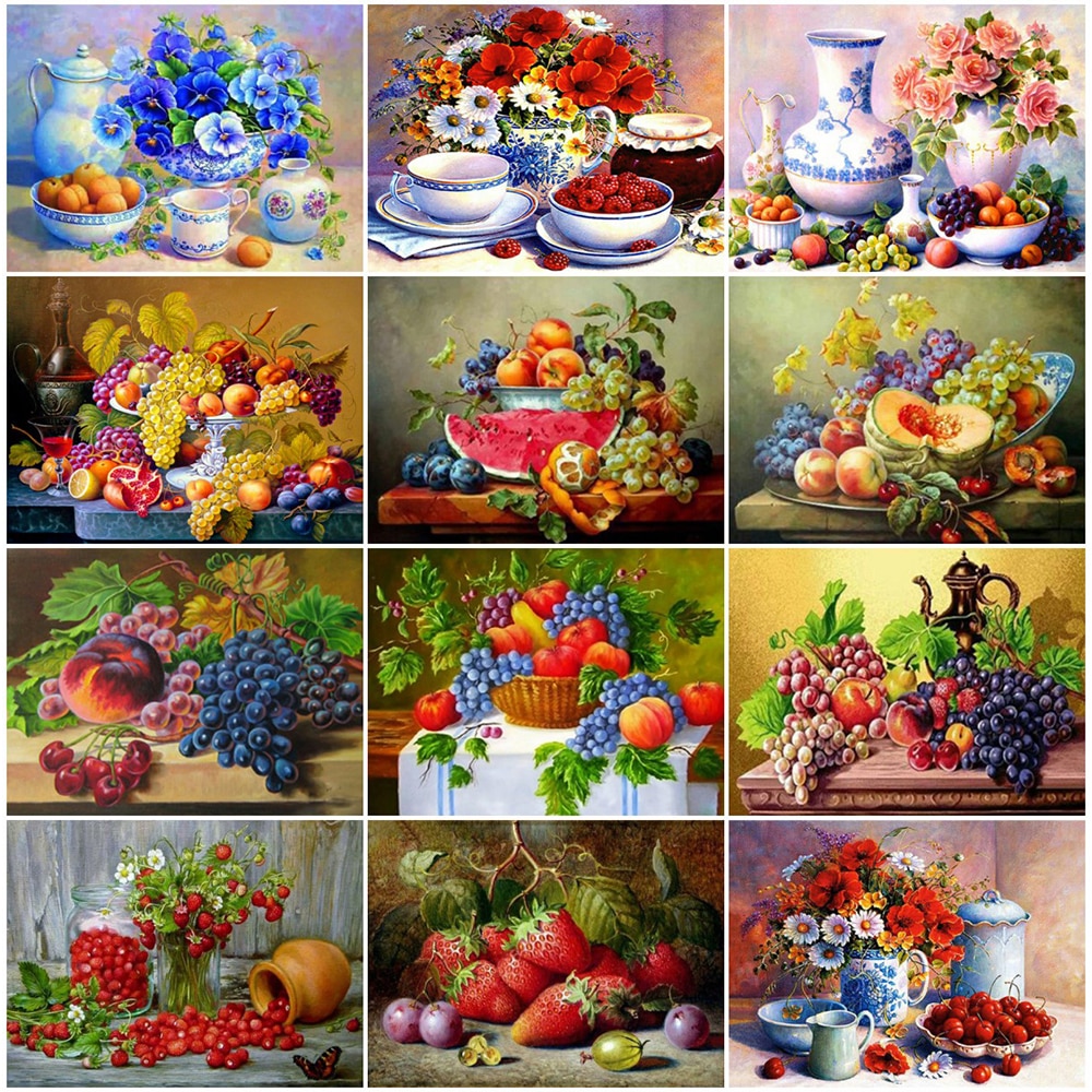 EverShine DIY Diamond Painting Fruit Full Square Diamond Embroidery Flowers Raspberry Picture Diamond Mosaic Kitchen Decor