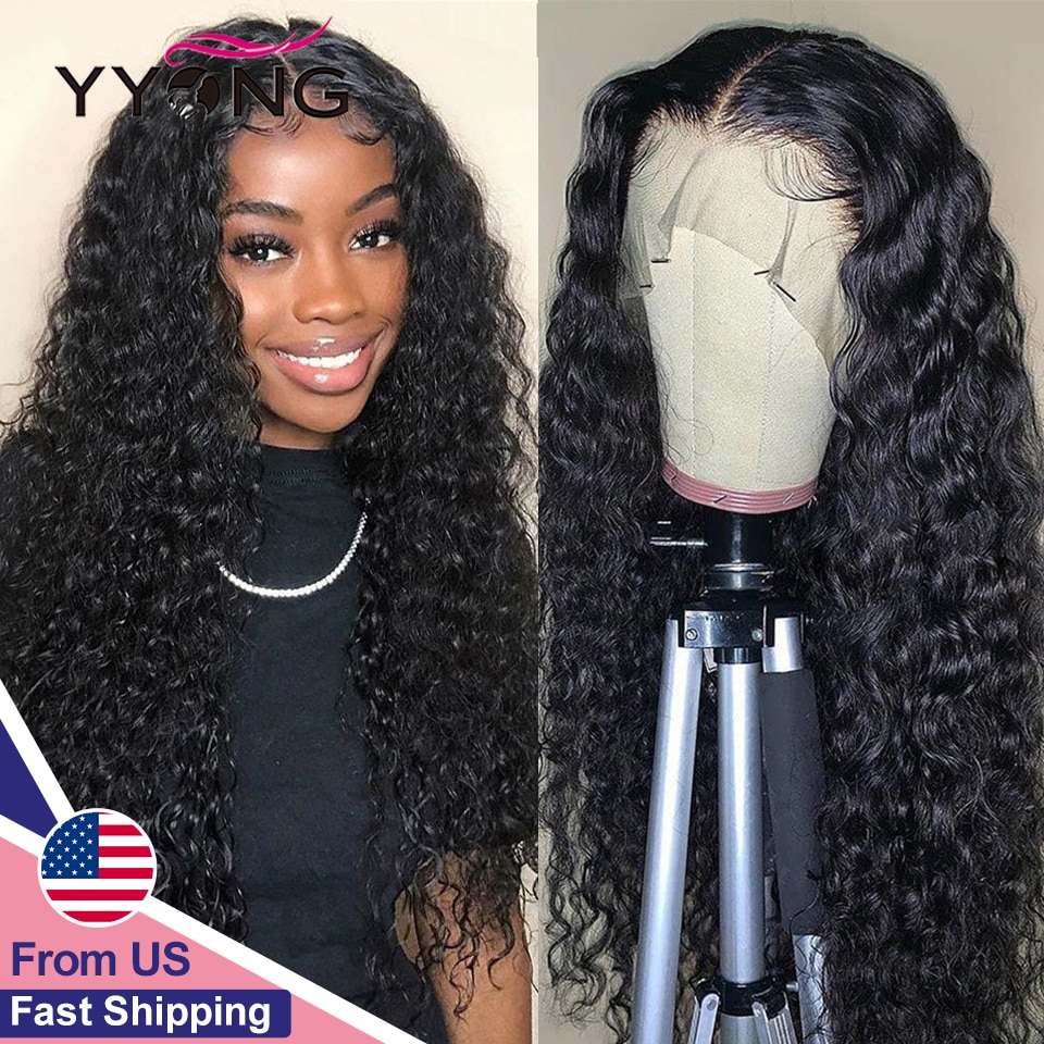 YYong 4x4 Lace Closure Wigs & 13x4 Lace Frontal Wig Remy Malaysian Water Wave Lace Front Human Hair Wig Pre Plucked Hairline