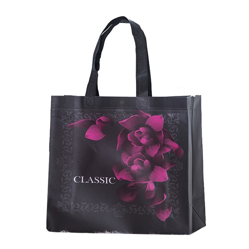 Non-woven Fabric Rose Print Shopping Bag Women Handbag Eco Bag Pouch Travel Grocery Bags Reusable Folding Bag Tote Bags Hot Sale