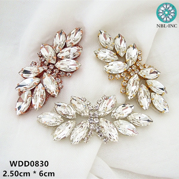 (2pcs/lot) Silver gold rhinestone bridal belt wedding applique rose gold DIY sew on iron on for wedding dress WDD0830