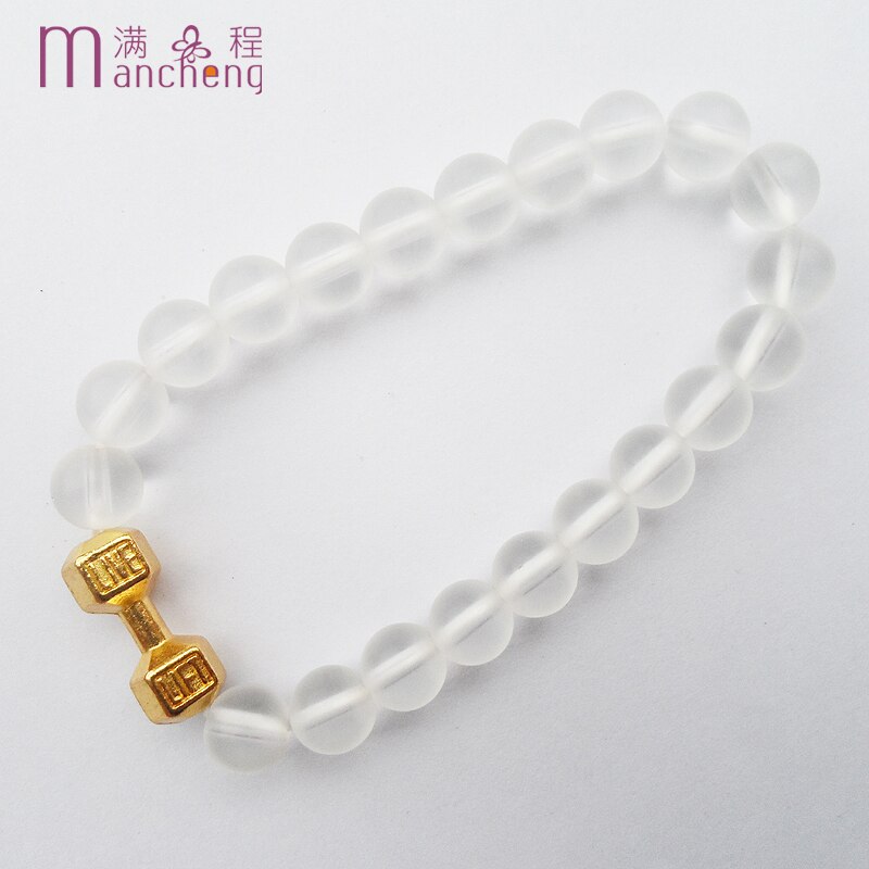 Live Lift Bracelet,Fashion white glass beads Live Lift matte Bracelet,Male Live Lift Fitness Barbell matte scrub beads bracelet