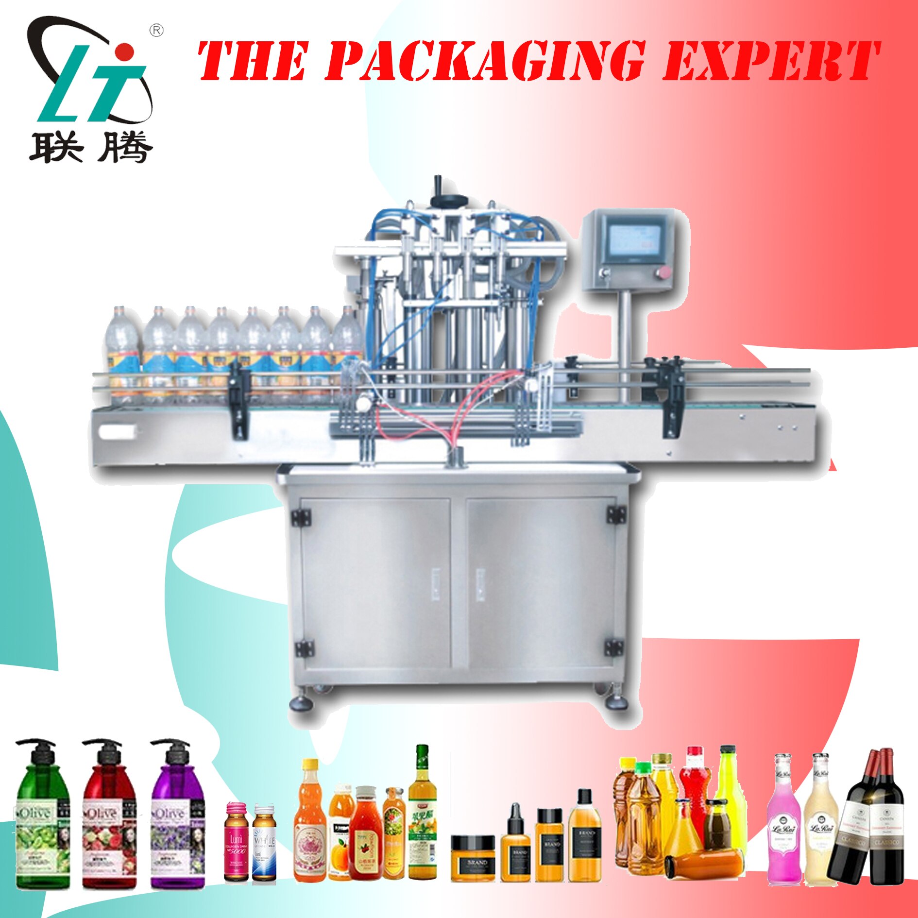 Automatic Liquid Filling Machine Water Juice Shampoo Filler Automatical Auto Filler Heads With Conveyor Plc Control Send By Sea