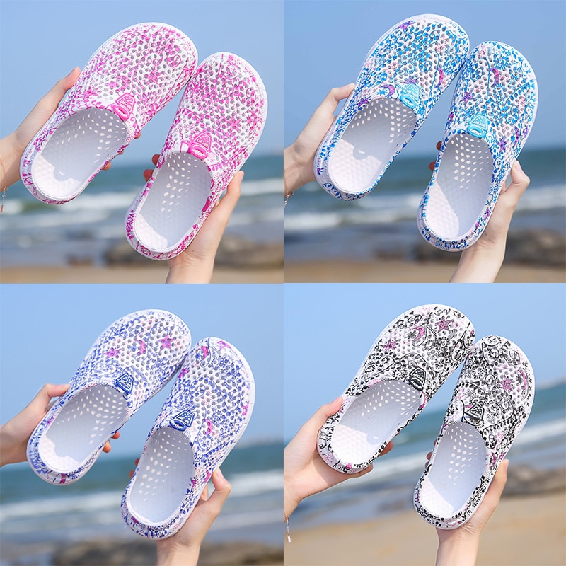 Summer Women's Beach Sandals Wading Clogs Water Shoes Breathable Home Anti-Slip Slippers