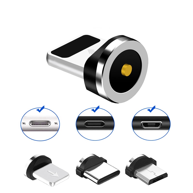 Universal Round Magnetic Cable plug Micro USB / Type C / 8 Pin Adapter（Only Magnetic Plug）Magnet Cabo Connector Dust Plugs
