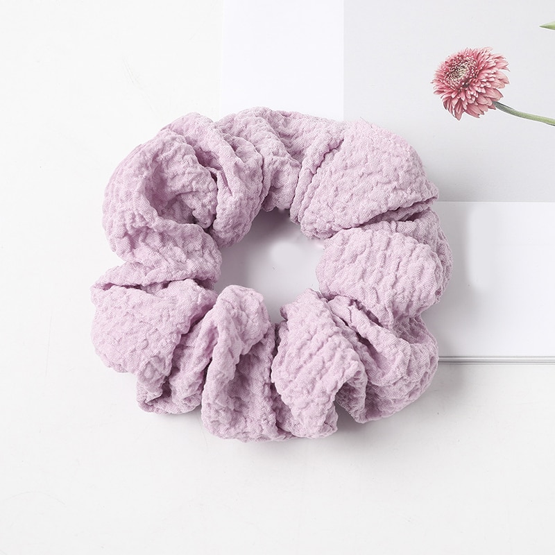 Women Solid Color Pleated Hair Scrunchies Soft Vintage Girls Fabric Elastic Rubber Bands Hair Rope Headwear Hair Accessories Hot