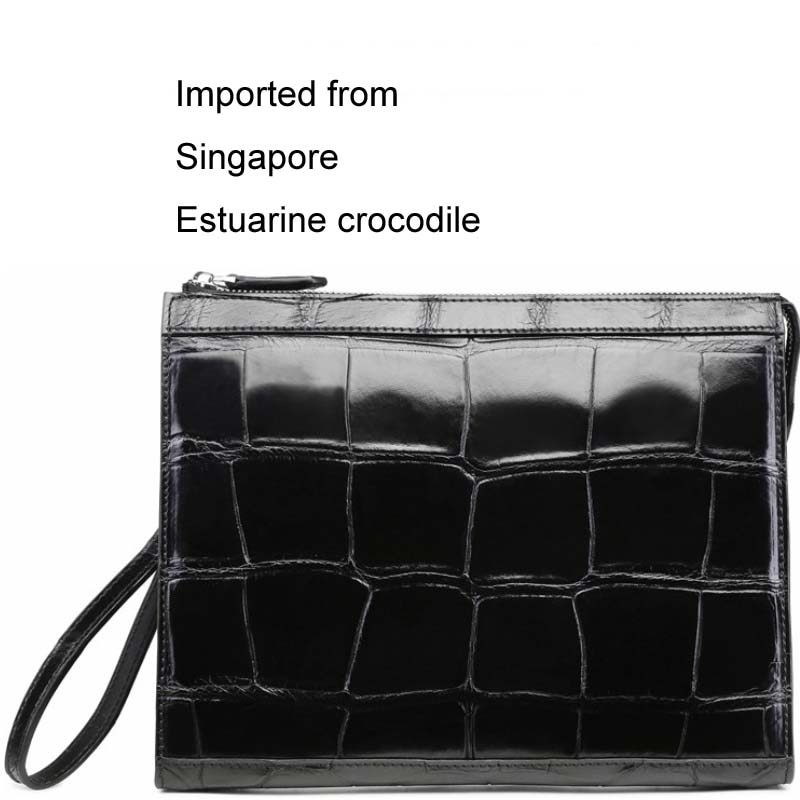 ejue estuarine crocodile leather men clutch bag male business leisure Cross section men bags large capacity import men