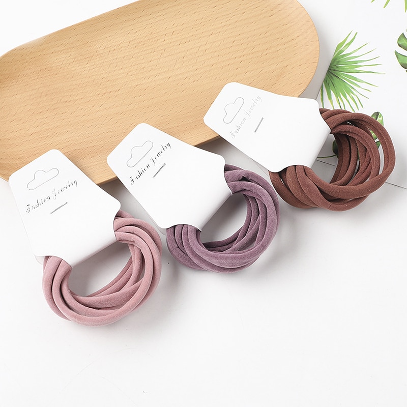 6Pcs/Set High Elastic Basic Rubber Bands Simple Seamless Hair Ring Solid Color scrunchies pack