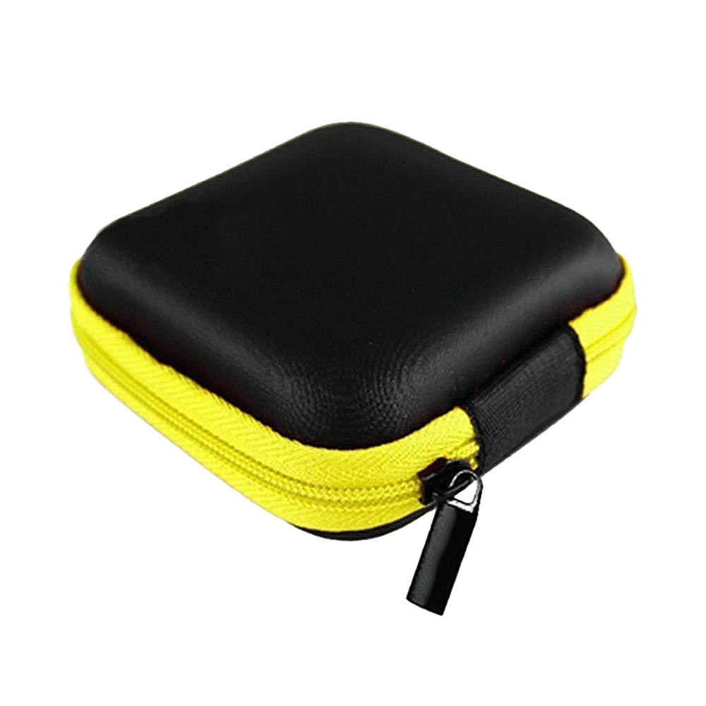 Portable PU Zippered Pouch Square Shape Earphone Case Mobile Phone Data USB Cable Charger Organizer Storage Box