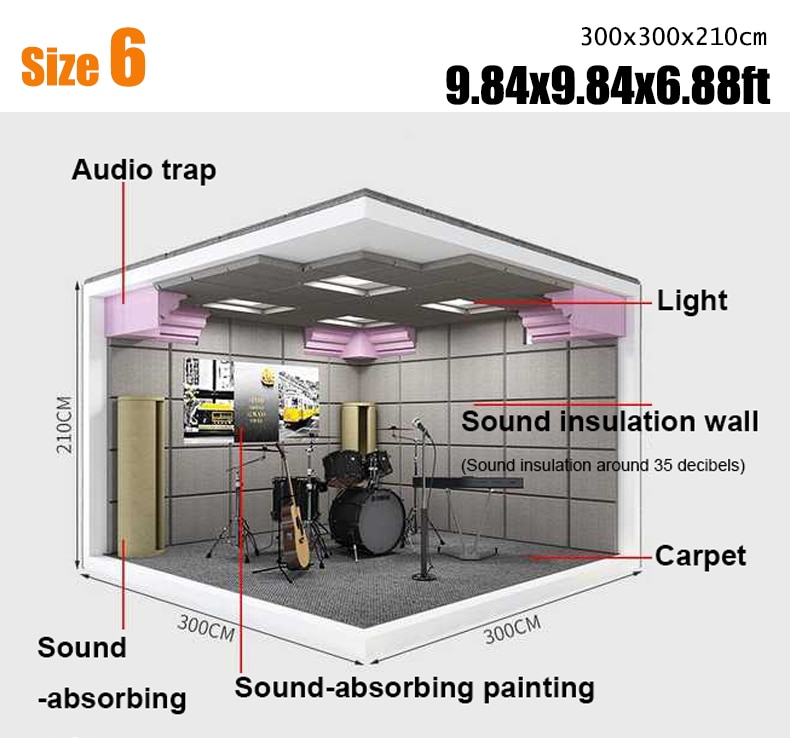 【Global Delivery】10'* 10' Polyester Fiber Panel sound-proof Vocal Booth room Modular Detachable host studio Vocal Booth