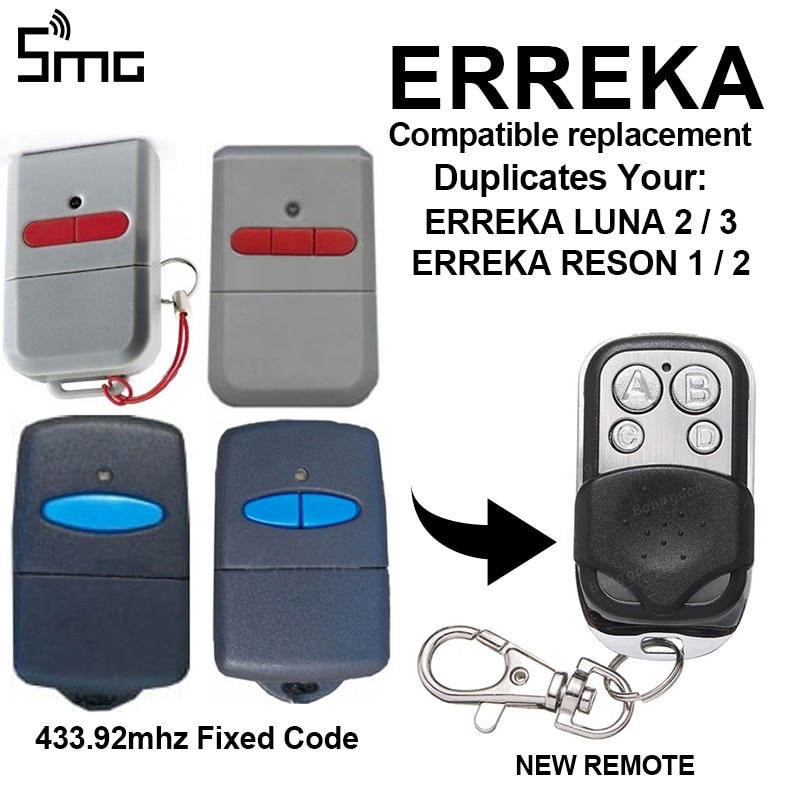 ERREKA LUNA2 LUNA3 ERREKA RESON1 RESON2 433.92mhz remote control garage door opener gate control clone Copy Control fixed code
