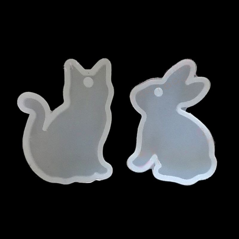 DIY Rabbit Cat Silicone Resin Molds Animal Pendant Necklace Jewelry Mold Making Tools