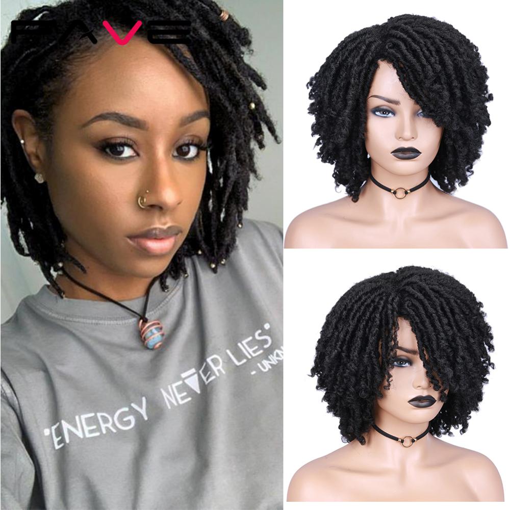 FAVE Dreadlock Wig Braided Twist Black Brown Short Curly Heat Resistant Fiber Synthetic Daily Party Replacement for Women