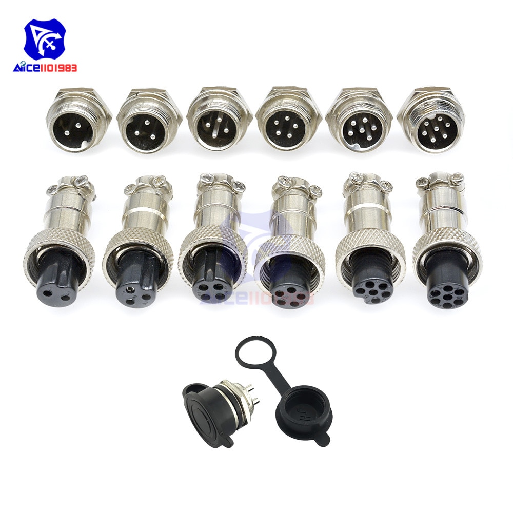diymore GX12-2/3/4/5/6/7 Terminals Female+Male Aviation Connector Socket Plug Wire Panel Connector Dustproof Cover