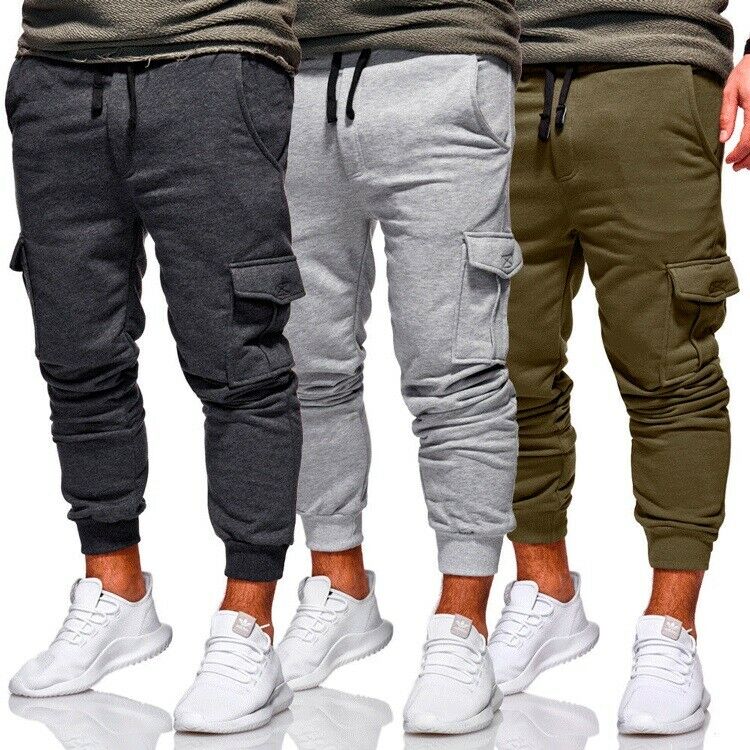 Men Casual Tracksuit Loose Sport Fit Jogging Joggers Sweat Cargo Pants Trousers plus size M-3XL