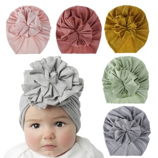 New Flower Baby Girls Turban Hats Fashion Kids Bonnet Caps Children Photo Props Newborn Headwear Home Hair Accessories