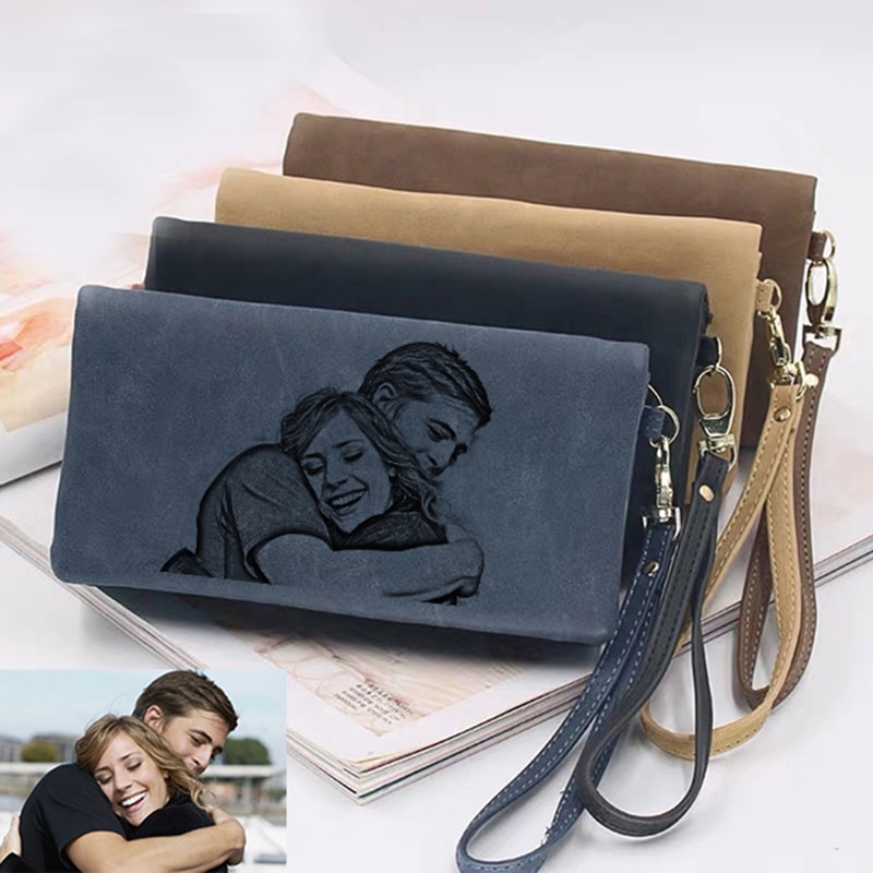 Customized Photo Wallet Personality Fashion Ladies Long Large-Capacity Synthetic Leather Double Zipper Clutch Mother's Day Gift