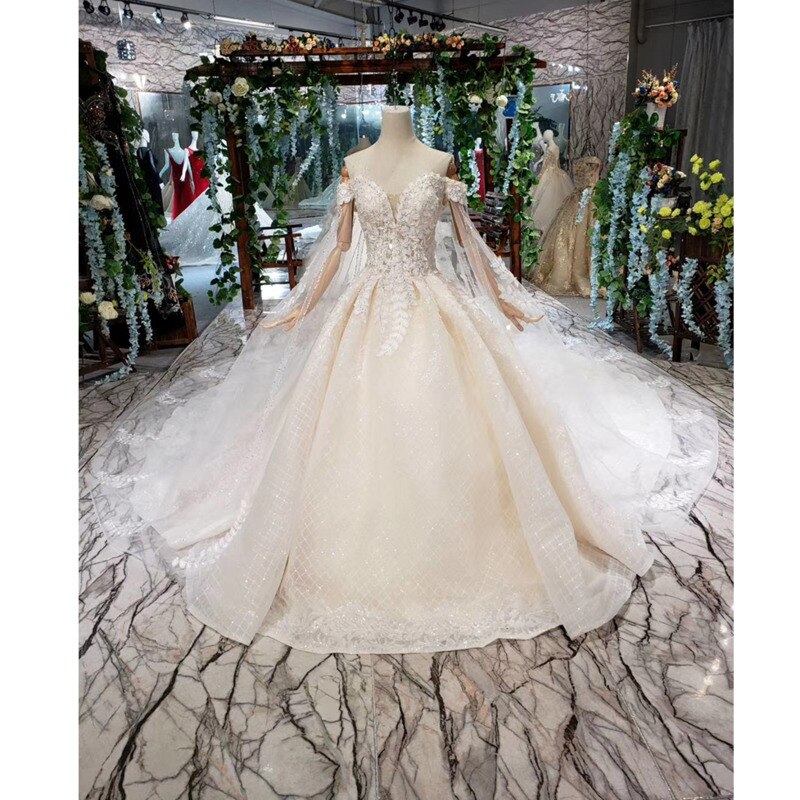 BGW HT42211 Princess Wedding Dresses With Cape Off Shoulder Sweetheart Bridal Dress Up Wedding Gowns New Fashion Robe De Mariee