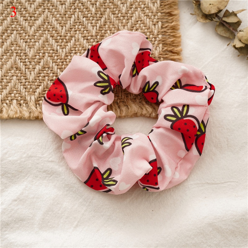 Women Fruit Print Hair Ties Scrunchies Girls Ponytail Hair Holder Rope Bands Fashion Cute Hair Accessories Rubber Bands Headwear