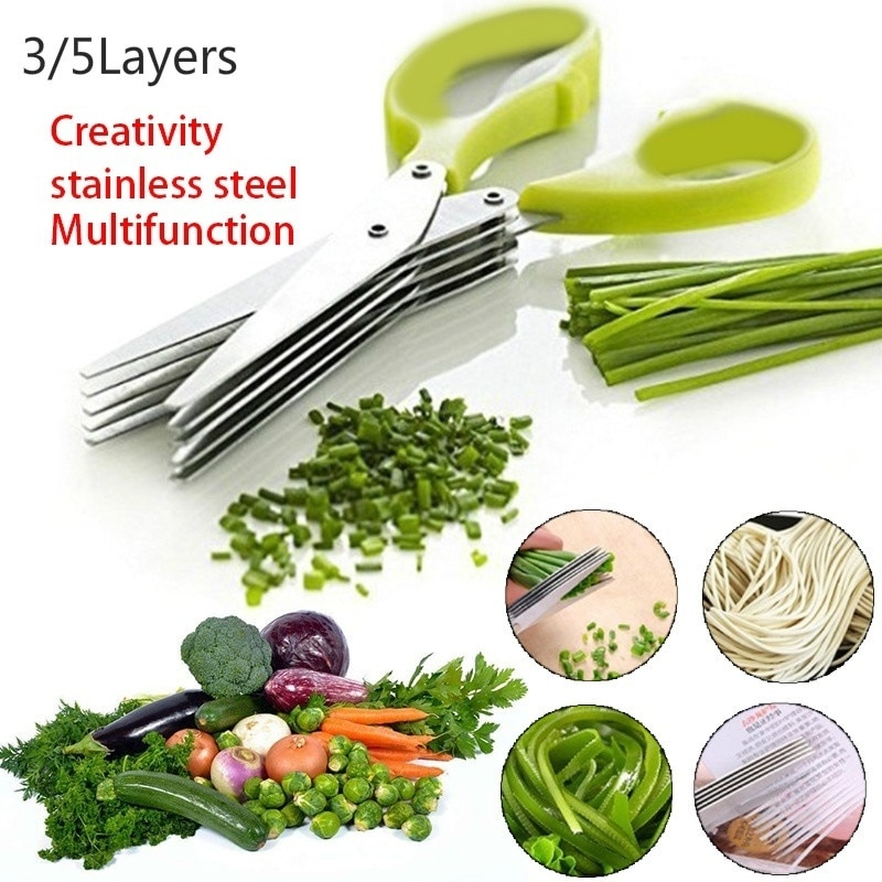 3 Layers/5Layers Stainless Steel Multilayer KitchenScissors Chopped Green Onion Vegetable Cut Herb Spices Scissors