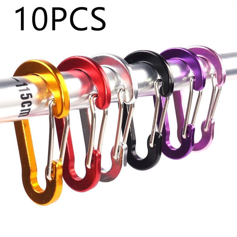 10pcs Carabiners Aluminum Alloy D Carabiner Spring Snap Clip Hooks Keychain Climbing Carabiner for Keys Camping Tools