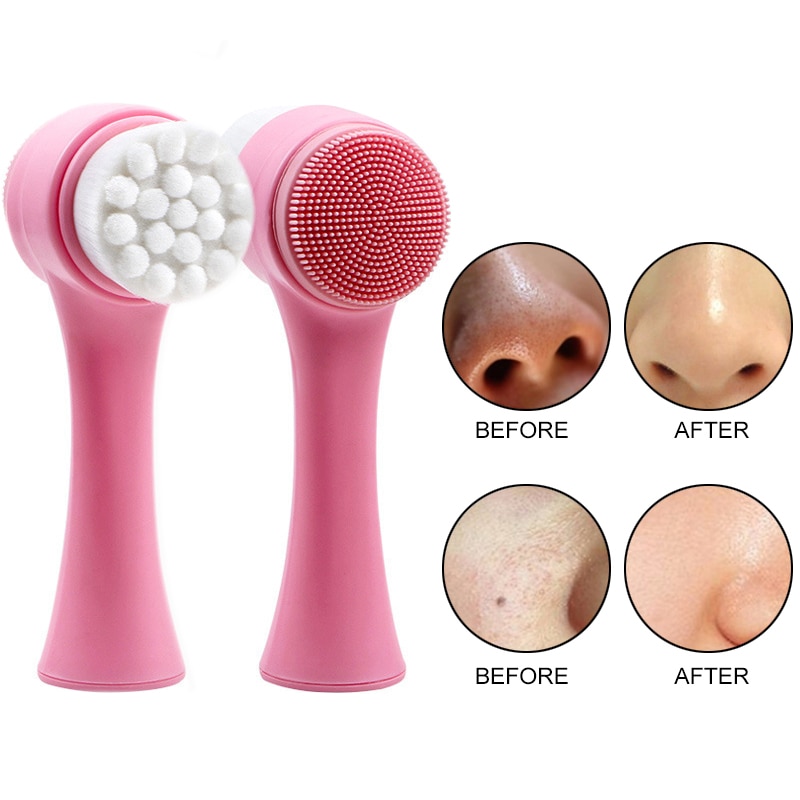 Double Side Silicone Facial Cleanser Wash Brush Portable Blackhead Removal Face Cleaning Massage Face Wash Product Dropshipping