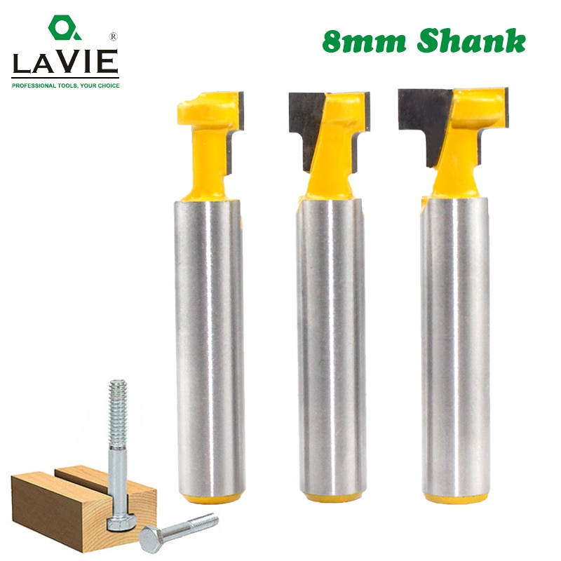 1pc 8mm Shank T-Slot Cutter Router Bit Set Key Hole Bits Hex Bolt T Slotting Milling Cutter for Wood Woodworking Tool