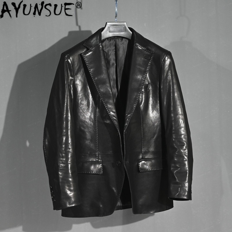 AYUNSUE 2020 Real Leather Jacket Men 100% Sheepskin Coat Spring Autumn Blazer Genuine Leather Jackets for Men Kurtka Meska KJ