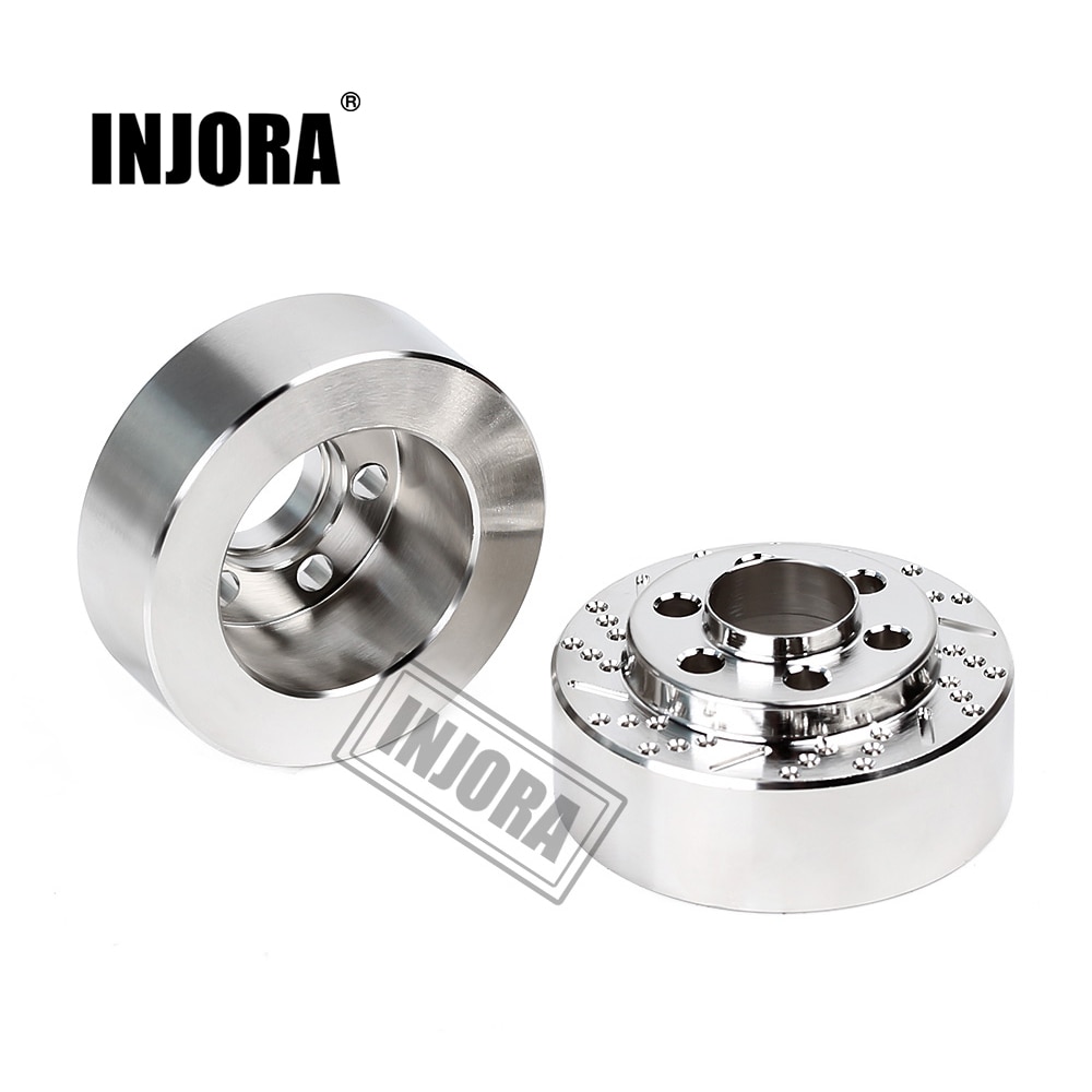 INJORA 2PCS Brass Silver Anodized Brake Disc Weights for 1.9 2.2 inch Wheel TRX4 TRX6 Axial SCX10 90046 AXI03007