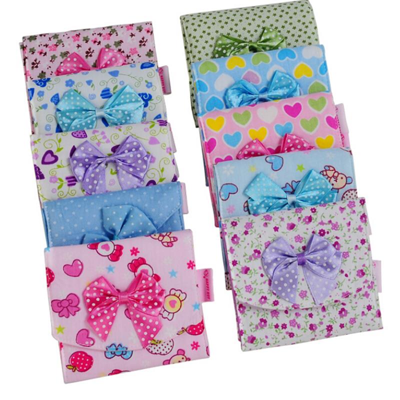 1PCS Menstrual Bowknot Cotton Sanitary Towel Napkin Pad Purse Holder Cloth Menstrual Pads Bag Easy Bag Organizer Random