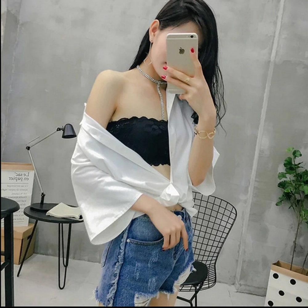 1 Pcs Fashion Casual Women Bra Lady Lace Padded Chest Wrap Bandeau Underwear Black White Sexy Strapless Tube Top Lingerie