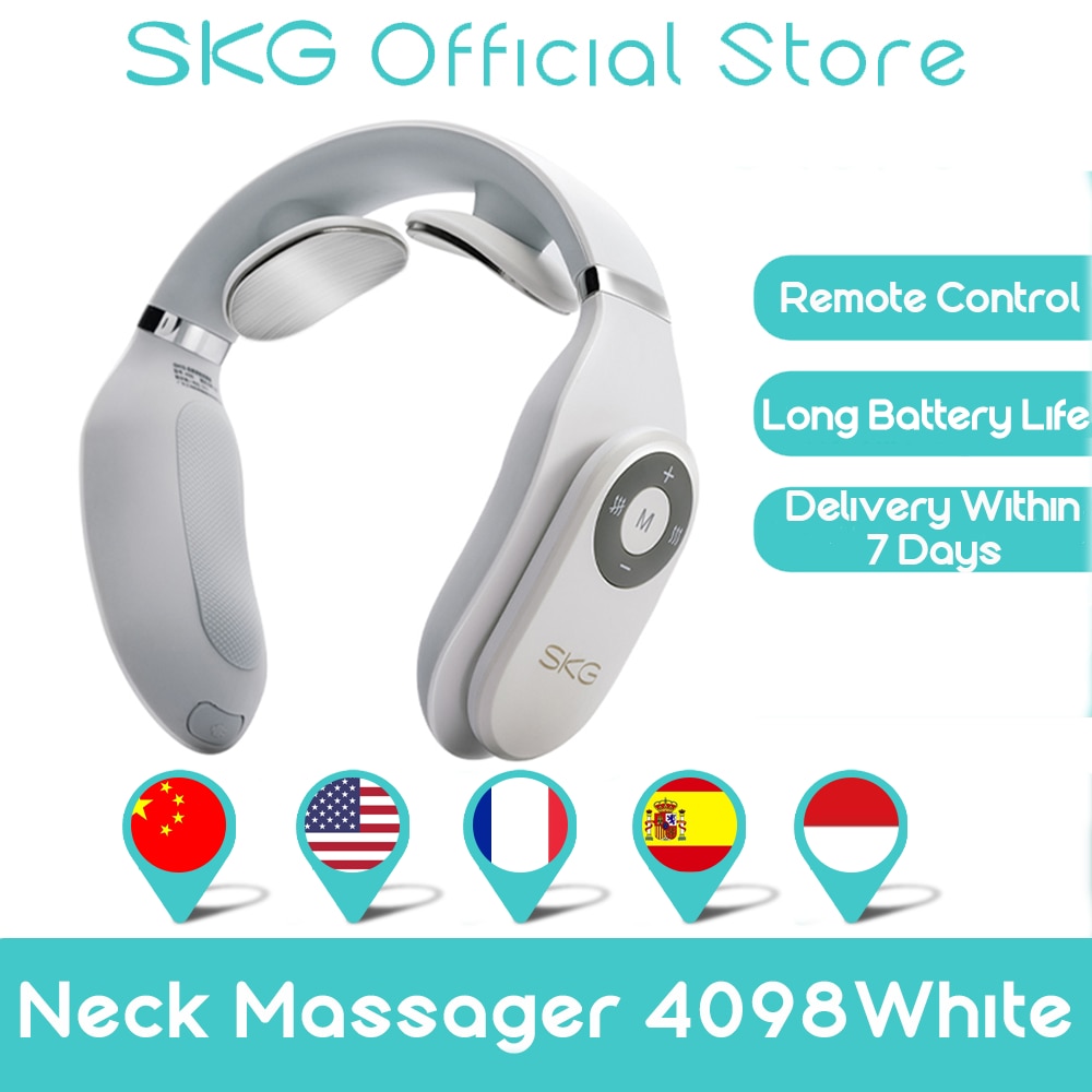 SKG Massager For neck Remote Control Hot Compress TENS Electric Pulse Smart Neck Massager Cervical Pain Relief Long Battery Life