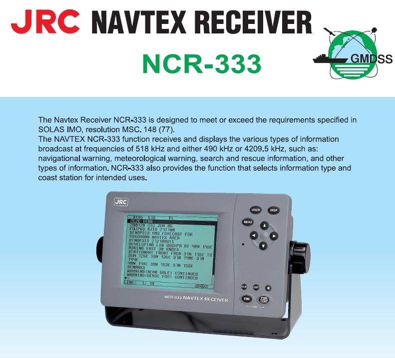 JRC NCR-333 navtex receiver fishing ship marine electronics maritime navigation communication GMDSS IMO SOLAS