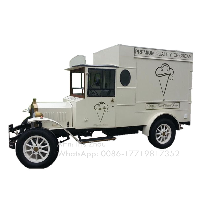 Retro Dining Car Ice Cream Food Vending Cart Mobile Fast Food Cart Ice Cream Food Truck for Sale