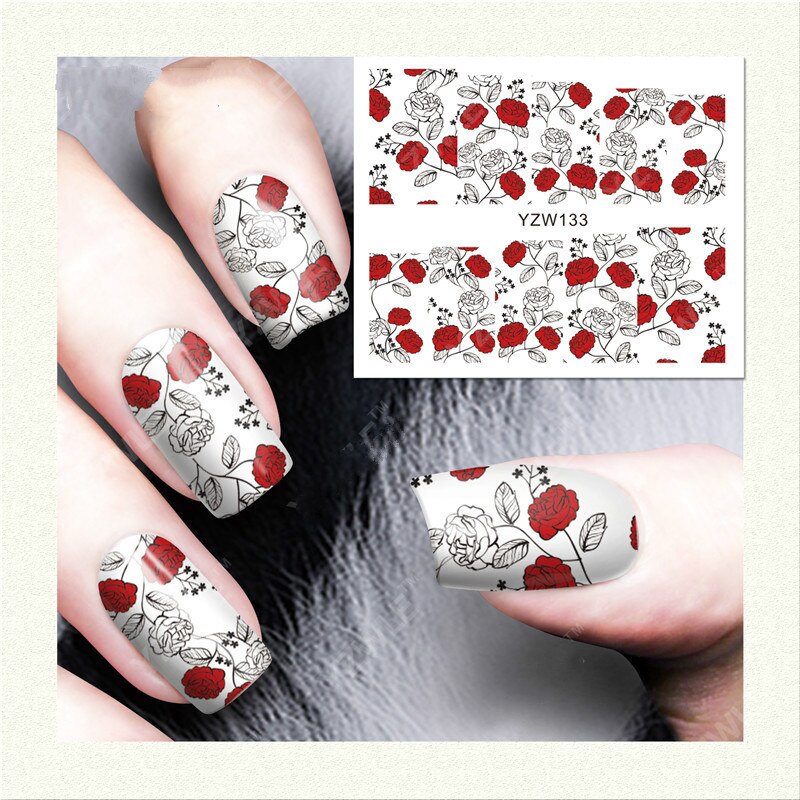 1 Sheet 2020 New Styles Dream Flower Rose Nail Stickers Nail Art Decals Diy Nail Decoration for Girl Women Manicure Decoration