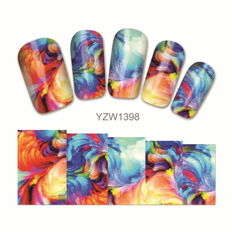 1Sheet Watercolor Flowers Pattern 3D Nail Stickers Nail Art Decals Fashion Diy Nail Stickers