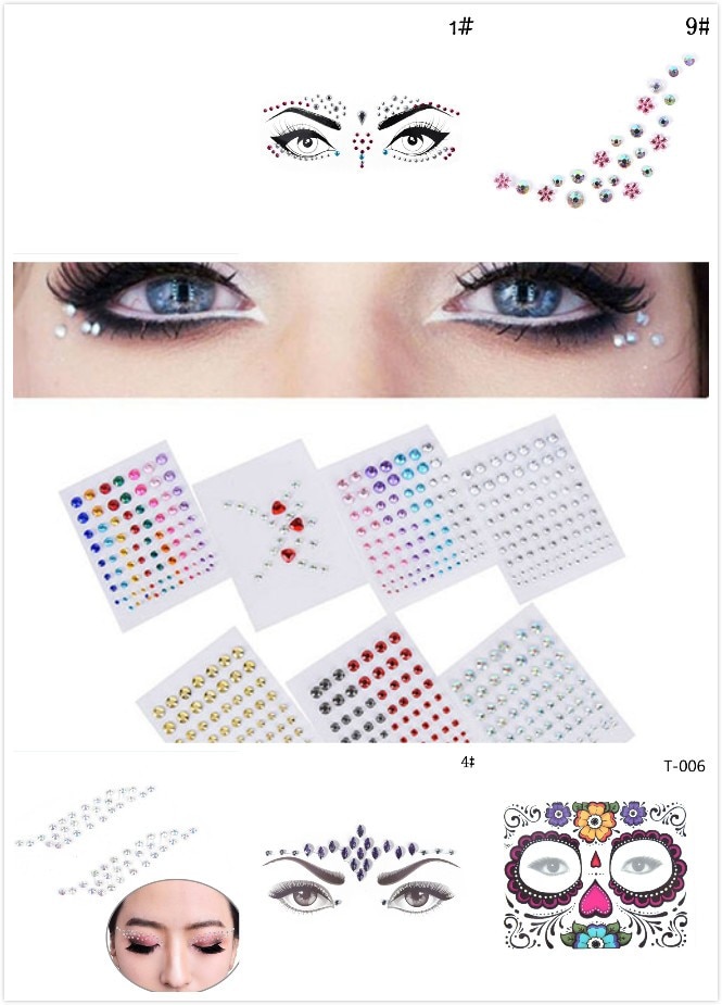 muilti-style Tattoo Diamond Makeup Eyeliner Eyeshadow Face Sticker Jewel Eyes Makeup Crystal Eyes Sticker