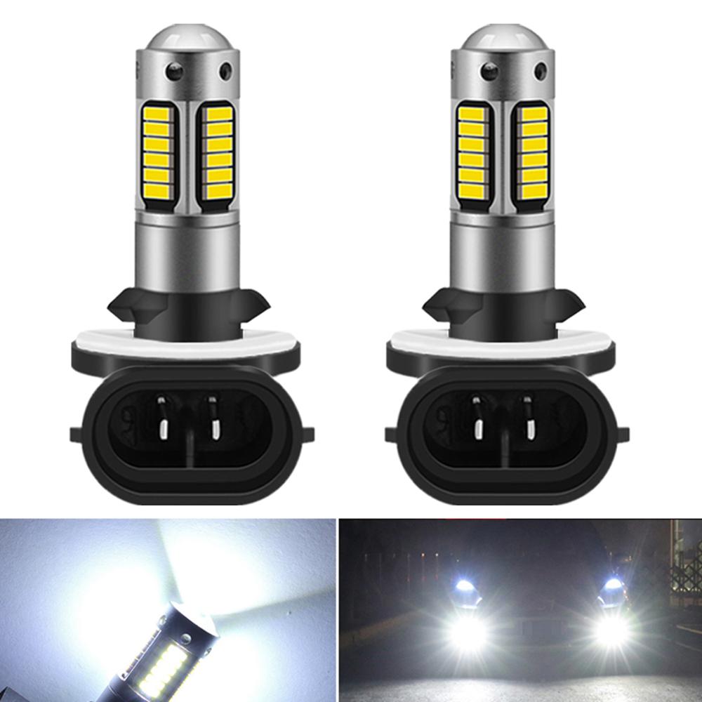 2Pcs H27 Led 881 Led Bulb H27W2 Car Fog Light Front Head Driving Running Lamp Auto 12V H27W/2 H27W LED White 880 H1 H3 Led Bulbs