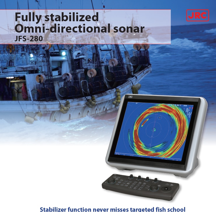 JRC JFS-280 fully stabilized omni-directional sonar fishing boat echo sounder fish finder marine electronics navcom