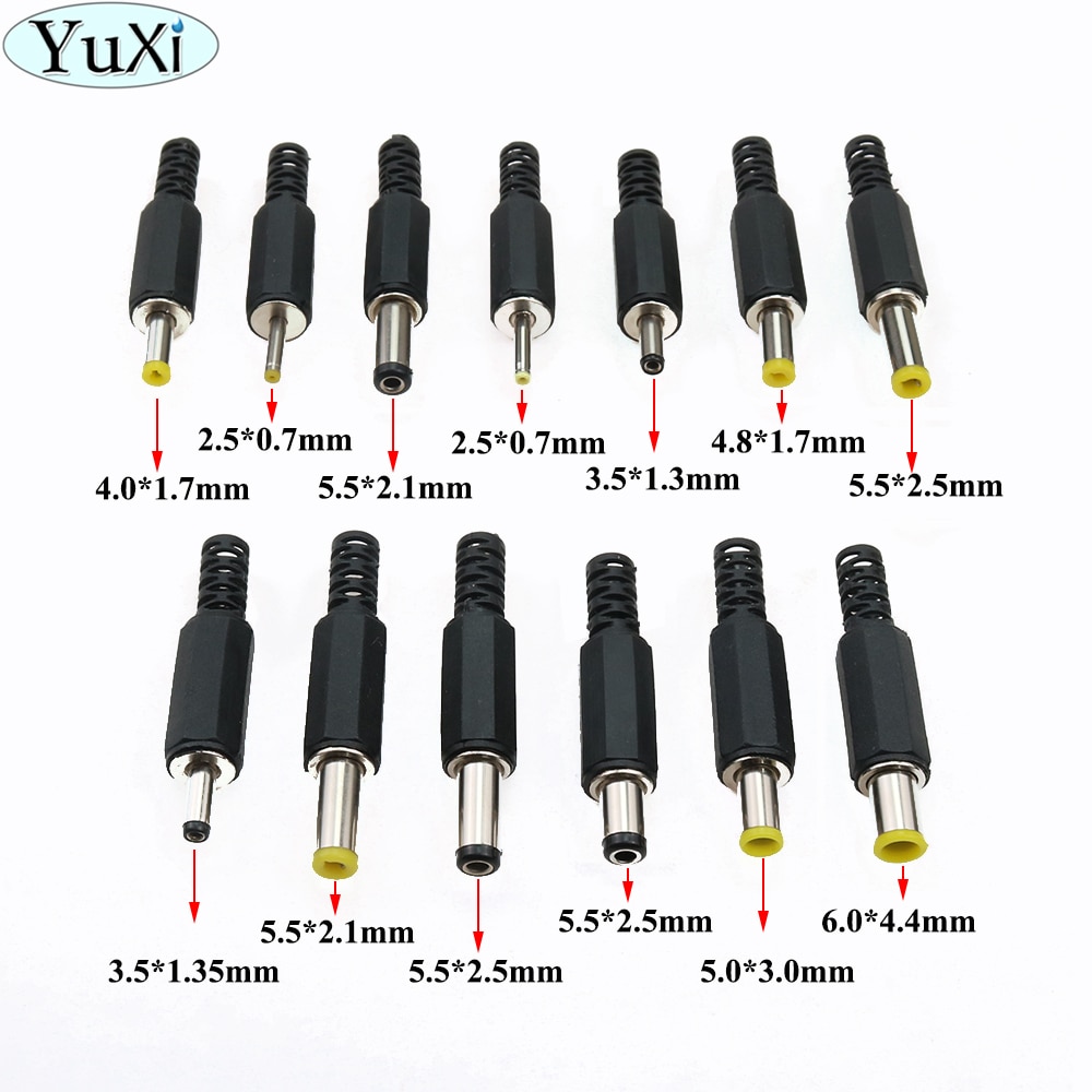 YuXi 6.0*4.4 / 5.5*2.5 / 5.5*2.1 / 5.0*3.0 / 4.8*1.7 / 4.0*1.7 / 3.5*1.35 / 2.5*0.7 mm Male DC Power Plug Socket Adapter DC Jack