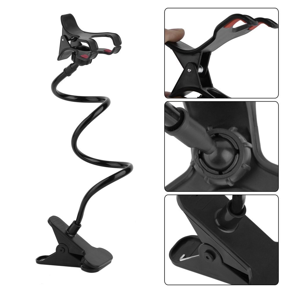 Lazy Shelf Bedside Mobile Phone Holder Clip For Smart Phone Adjustable Stand Holder Desk Long Bending Foldable Support