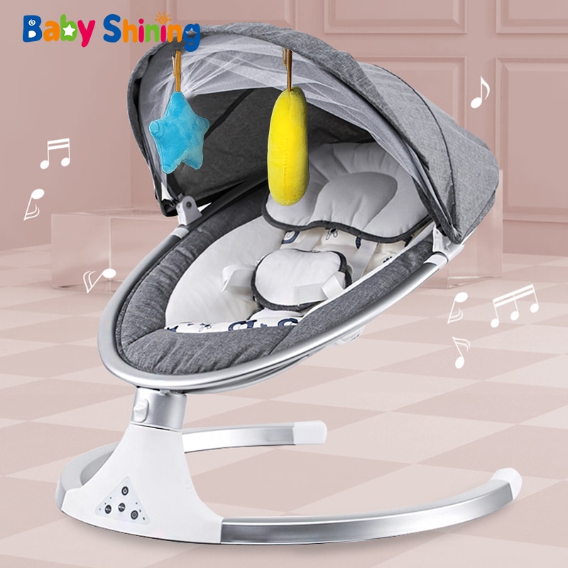 Baby Shining Smart Electric Baby Cradle Crib Rocking Chair Baby Bouncer Newborn Calm Chair Bluetooth with Belt Remote Control