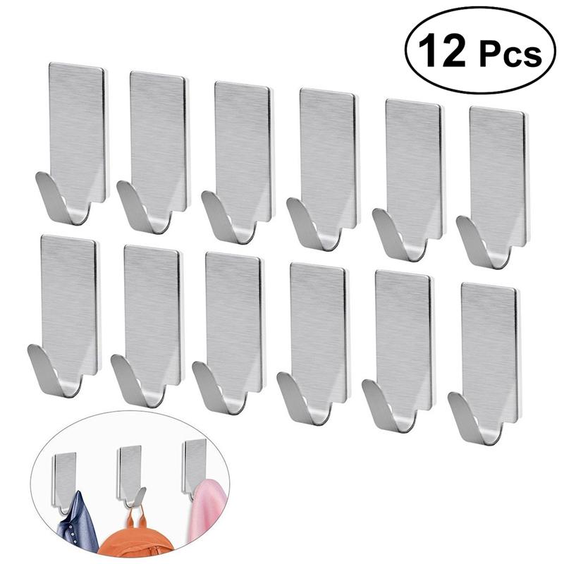 12pcs Multipurpose Stainless Steel Hooks Kitchen Cabinet Clothes Home Storage Hanger Bathroom Towel door Hooks to hang