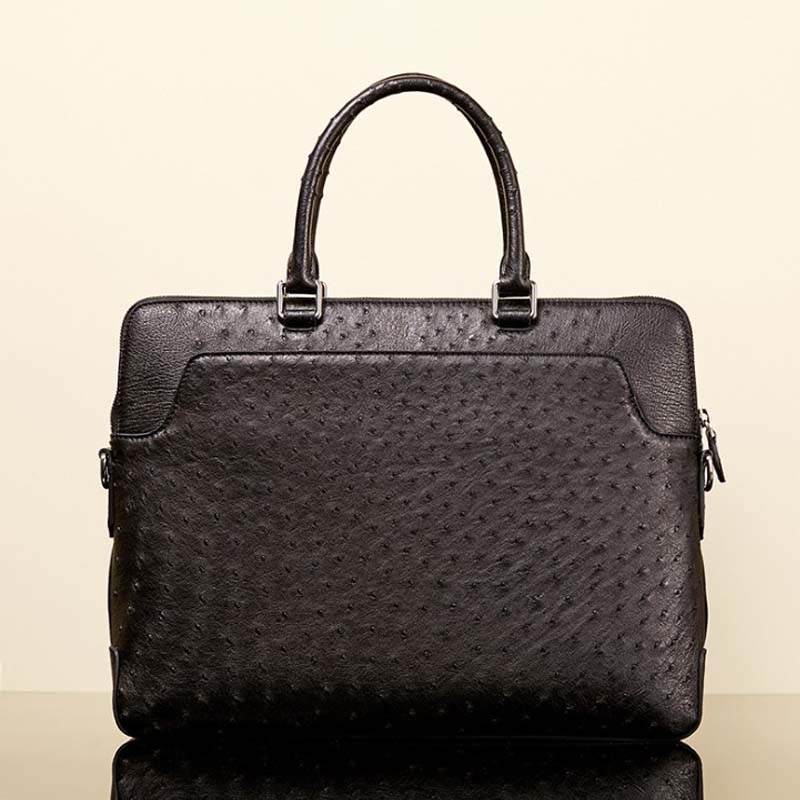 ourui true Ostrich leather male men briefcase large capacity Men's handbags men bag