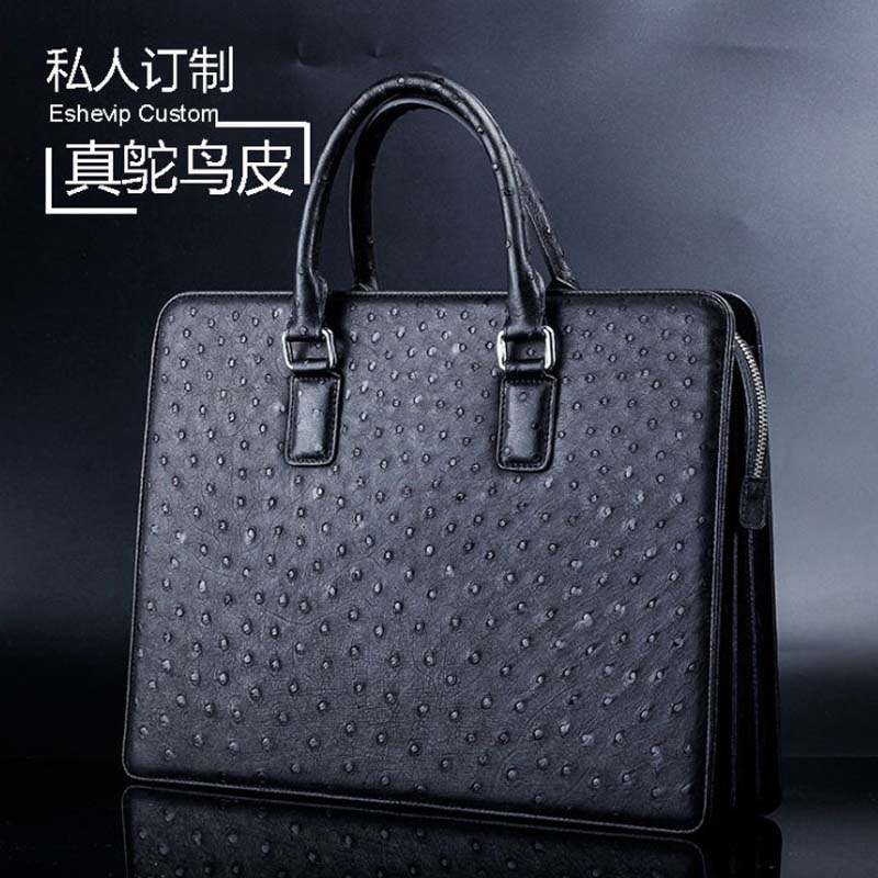 ourui new selling true Ostrich leather male men briefcase One shoulder bag aslant bag Men's handbags men bag