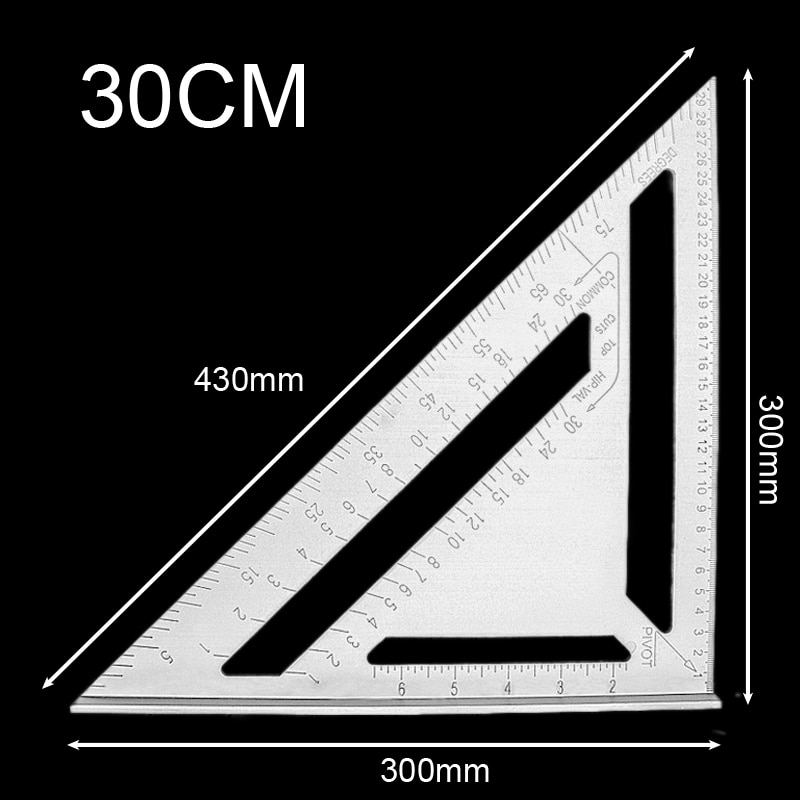 18/30cm Square Triangle Ruler Aluminum Alloy Triangle Angle Ruler Protractor Woodworking Measurement Tool Square Layout Gauge