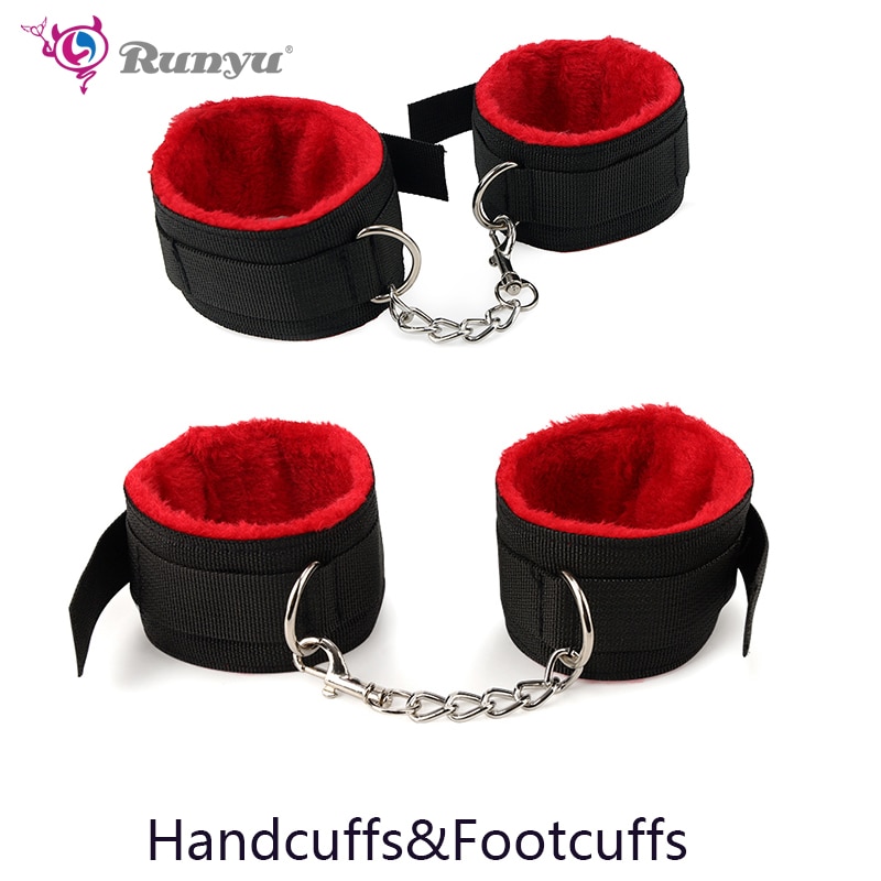 Exotic Accessories Adjustable PU Leather Plush Hand Cuffs Ankle Handcuffs For Sex Bdsm Toys Restraints Sex Bondage Adult Games