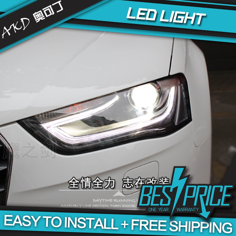 AKD Car Styling for A4 Headlights 2013-2016 A4L RS4 Sedan Headlight DRL Hid Head Lamp Angel Eye Bi Xenon Beam Accessories